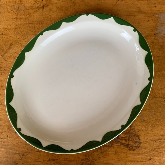 Vintage McNicol China Green Scroll Oval Platter - Picture 2 of 8